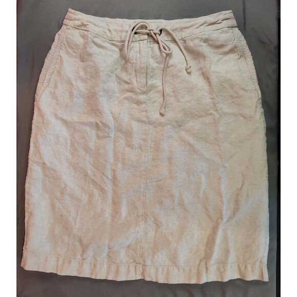 Women's Orvis 100% Linen Skirt 12 Beige - Picture 1 of 5